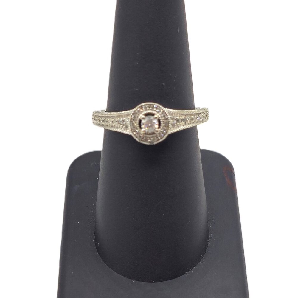 10k White Gold Diamond Ring SZ. 7 / 3.60G / HALO - Picture 4 of 4